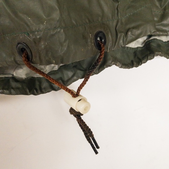LL Bean Vintage Military issue Rain Jacket Anorak Olive Green Hooded Fragile - Picture 8 of 16